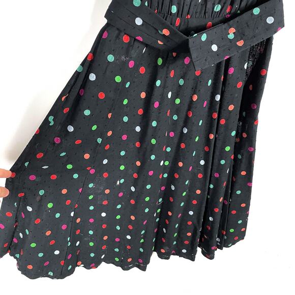 Vintage Francesca of Damon for Starington Dress Black Polka Dot Belted Sz 10 - Picture 3 of 6